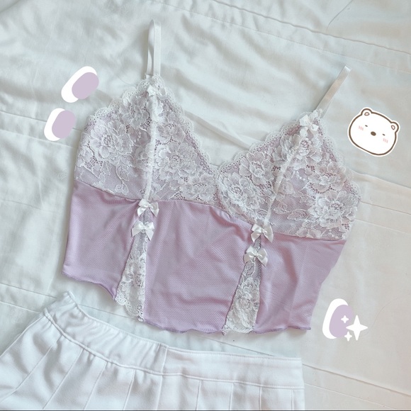 ♡ lace trim bow cami ♡ - Picture 2 of 5